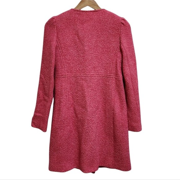 Milly Coat Women Sz 4 Pink Wool Silk Blend Double Breasted Button Lined Textured - Picture 2 of 13